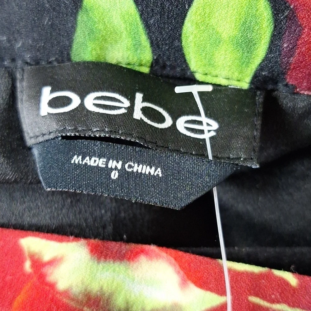 Bebe NEW Red Black Romantic Bohemian Off Shoulder Floral Print Romper Size 0